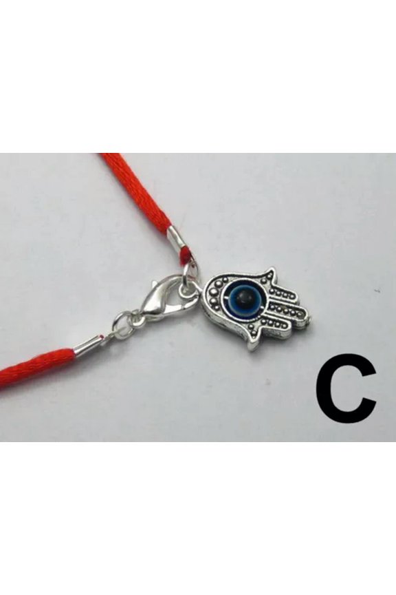 10 Red String Good Luck Bracelets Evil Eye Hamsa Hand "Star Of David" Charms-C: Evil Eye Hamsa Hand Charm