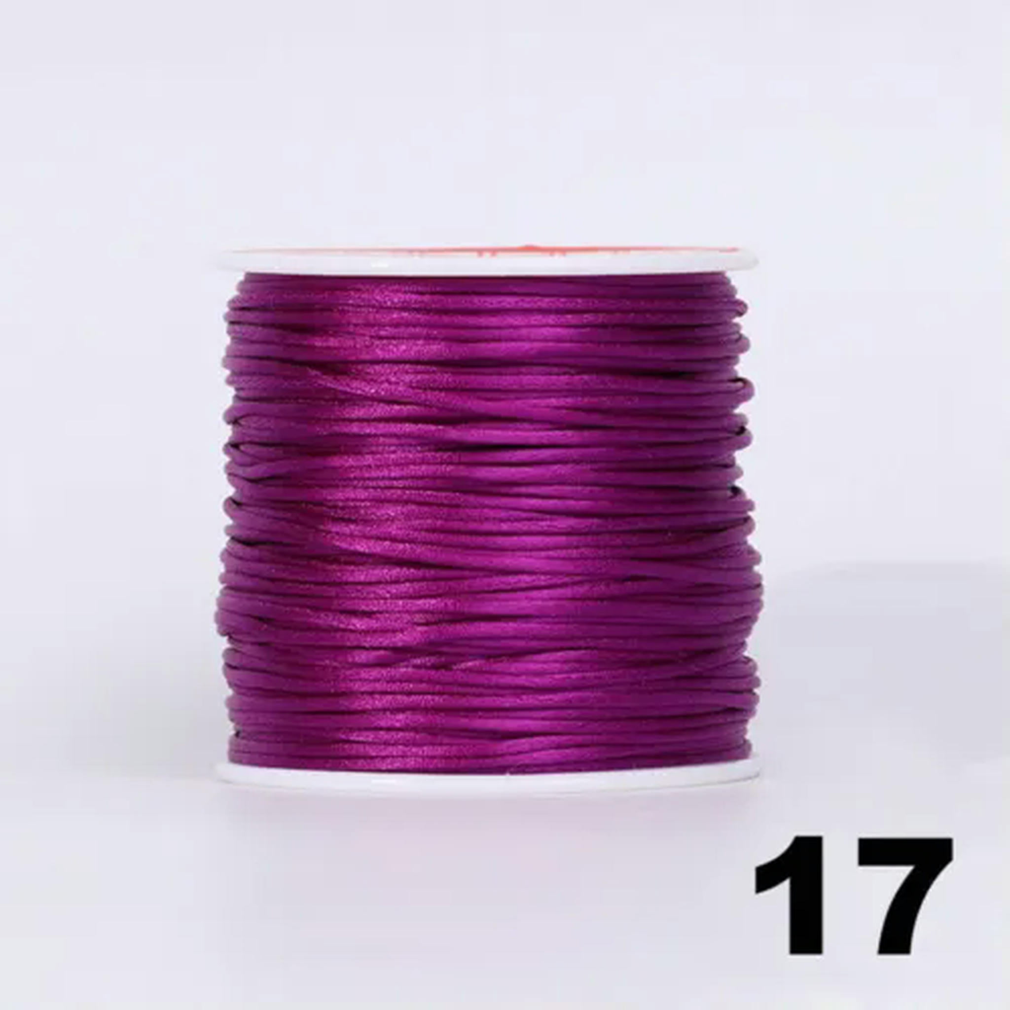EOEMY 10 Roll 1mm Braided Macrame Satin Silk Cord Chinese Knot Nylon Rattail Thread-17# Dark Purple