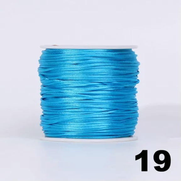 EOEMY 10 Roll 1mm Braided Macrame Satin Silk Cord Chinese Knot Nylon Rattail Thread-19# Auqa Blue