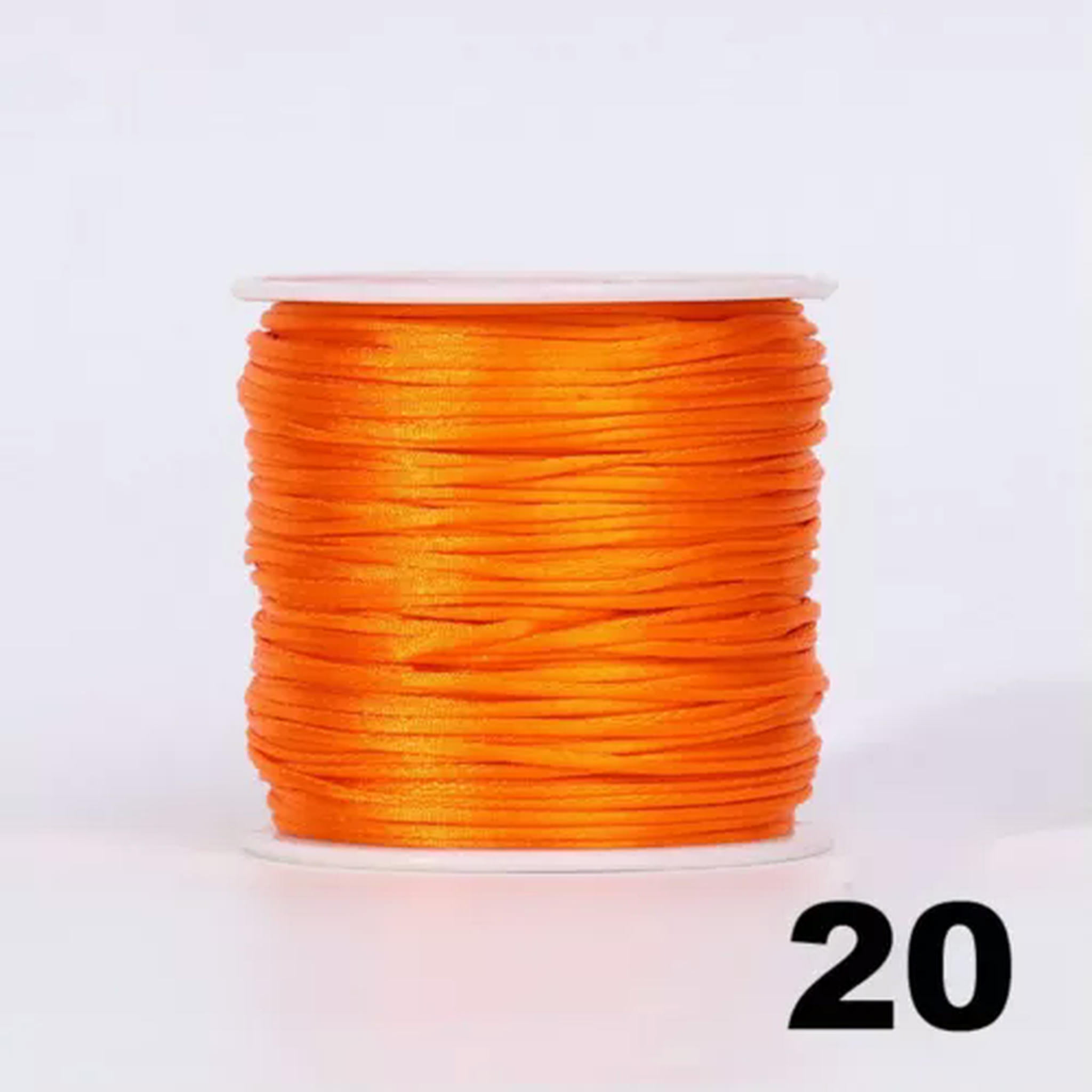 EOEMY 10 Roll 1mm Braided Macrame Satin Silk Cord Chinese Knot Nylon Rattail Thread-20# Orange