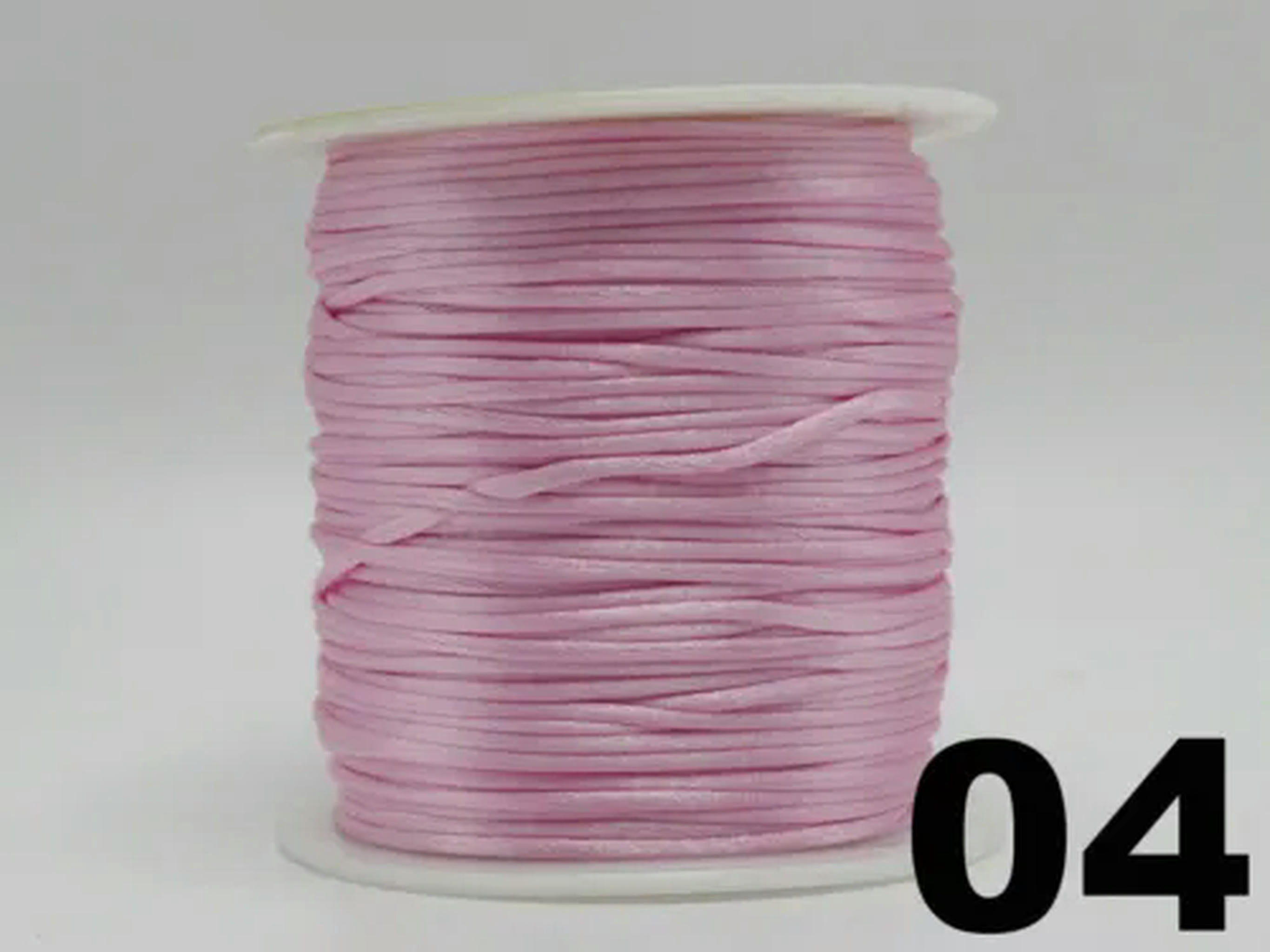 EOEMY 10 Roll 1mm Braided Macrame Satin Silk Cord Chinese Knot Nylon Rattail Thread-4# Pink