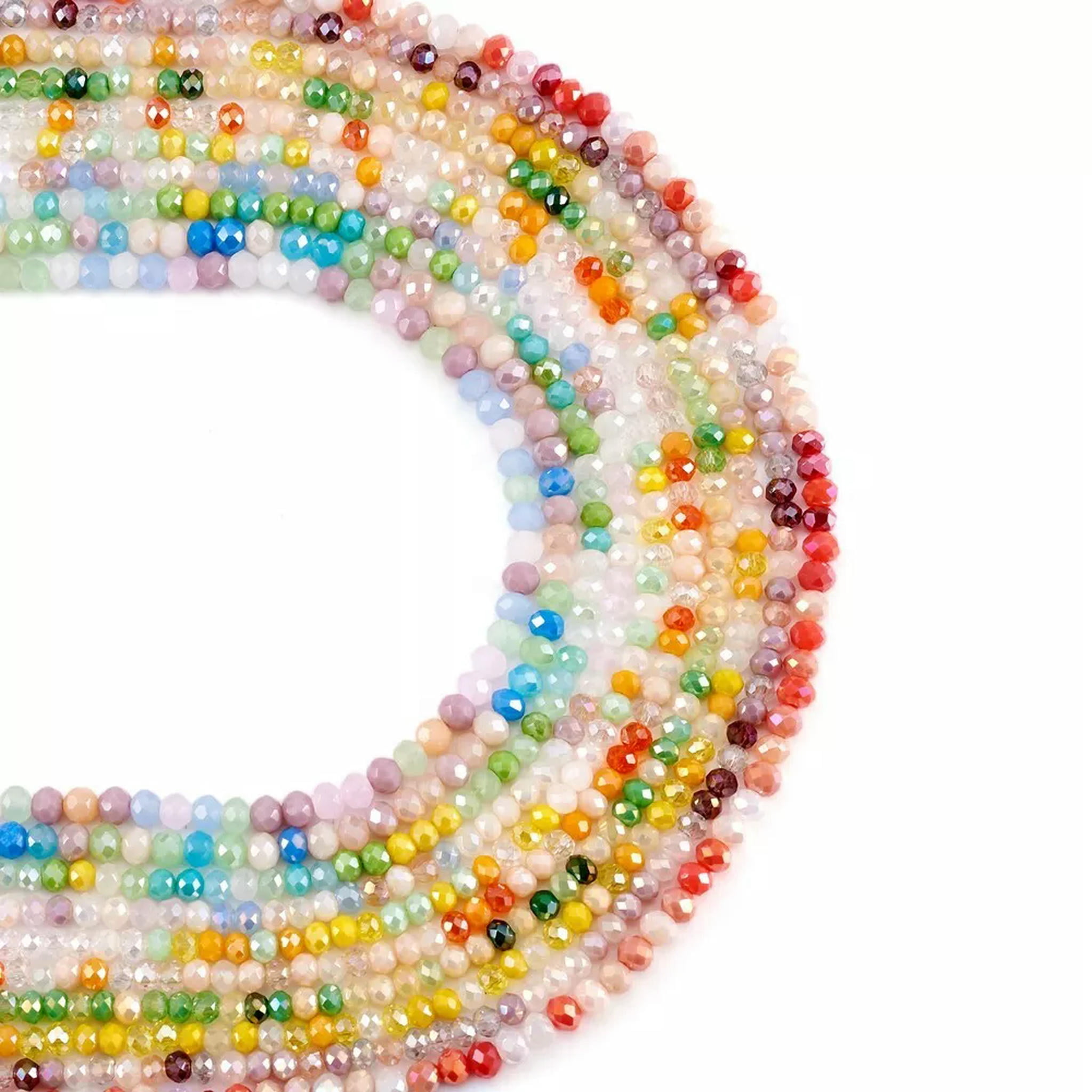 EOEMY 10 Strands Faceted Rondelle Glass Beads Strands Ab Color Plated 3~3.5X2.5~3mm