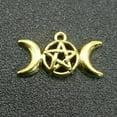 thumbnail image 1 of EOEMY 10 Tibet Silver Pentagram Pentacle Moon Charms Pendant 16X30mm Pagan Wiccan-Golden Tone, 1 of 7