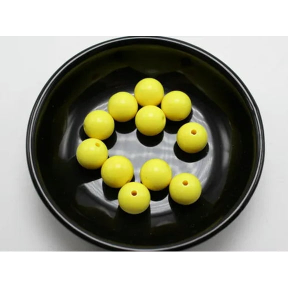 EOEMY 100 Bubblegum Color Acrylic Round Beads 10mm(3/8") Smooth Ball Color For Choice-Yellow
