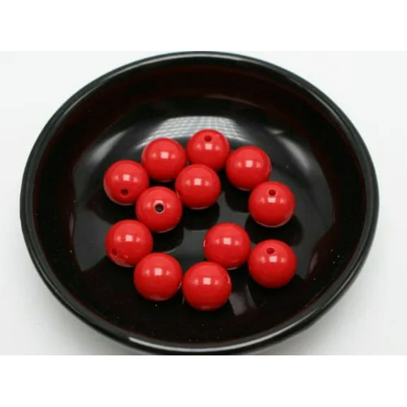 EOEMY 100 Bubblegum Color Acrylic Round Beads 12mm(1/2") Smooth Ball Color For Choice-Red