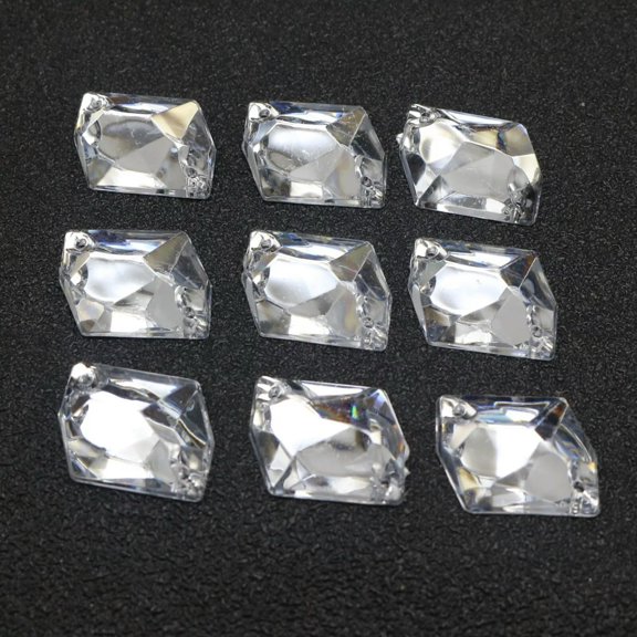 EOEMY 100 Clear Flatback Acrylic Irregular Rhinestone Button 13X18mm Sew On Beads