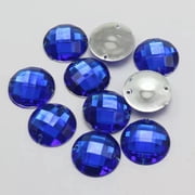 EOEMY 100 Flatback Acrylic Faceted Round Sewing Rhinestone Gems 16mm Sew On Beads-Royal Blue