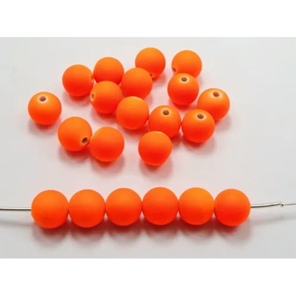 EOEMY 100 Fluo Neon Beads Acrylic Round Beads 10mm(3/8") Rubber Tone Color Choice-Orange