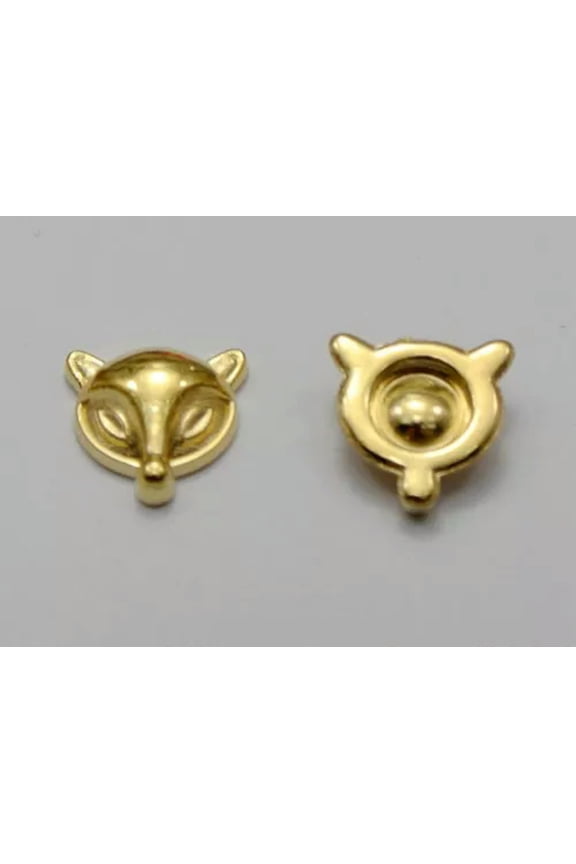 100 Gold Acrylic Studs Cabachons For Earring Phone Case Deco Various Shape-Gold Fox 11X11mm