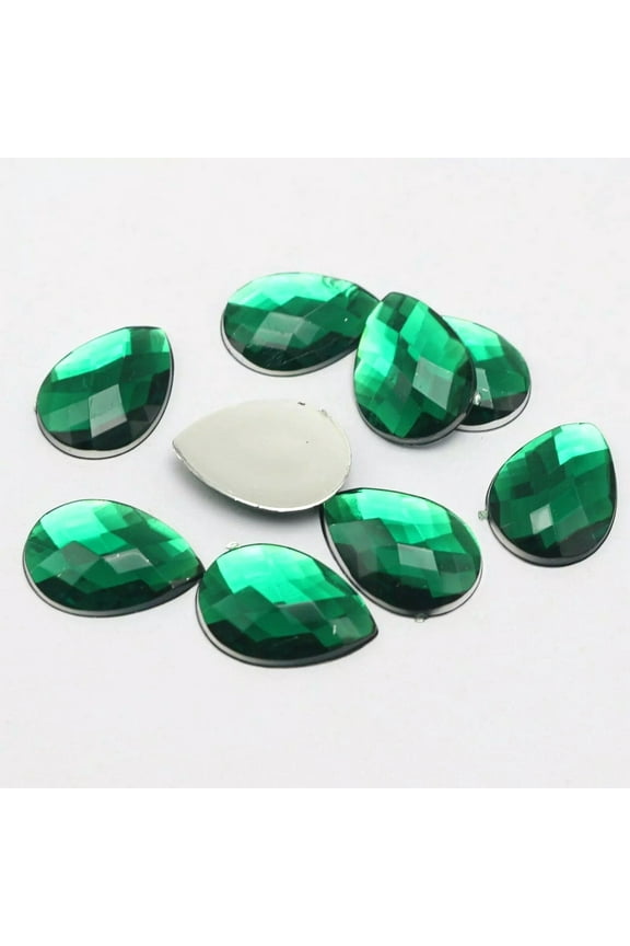 100 Gold Flatback Acrylic Rhinestone Teardrop Gems 13X18mm No Hole