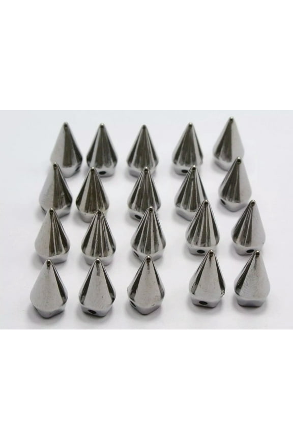 100 Gunblack Tone Acrylic Rock Punk Spike Taper Studs Beads 13X6mm