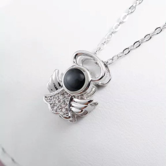 EOEMY 100 Languages Light Projection I Love You Necklace Lover Valentine'S Day Jewelry-Style 3#Silver