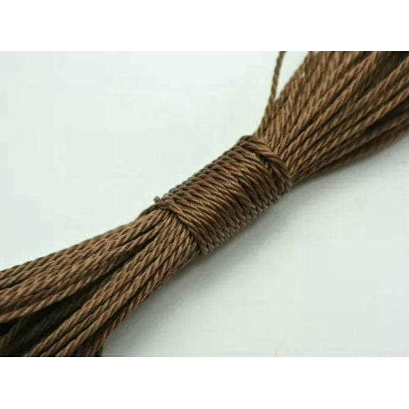 EOEMY 100 Meters Waxed Polyester Twisted Cord 1mm Macrame String Linen Thread Various-Brown