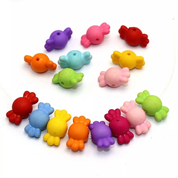 EOEMY 100 Mixed Color Acrylic Candy Beads 17X9mm Imitation Wooden Beads