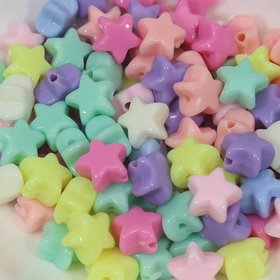 EOEMY 100 Mixed Pastel Color Acrylic Star Beads Charms 12mm Jewelry Making Carft Diy