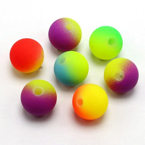 EOEMY 100 Multi-Color Neon Acrylic Round Beads 10mm(3/8") Rubber Tone Jewelry Making