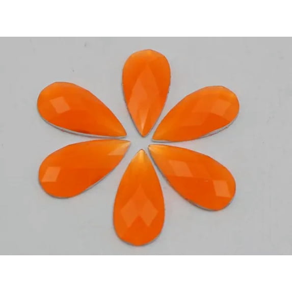 EOEMY 100 Neon Color Flatback Acrylic Teardrop Rhinestone Gems 9X18mm No Hole-Neon Orange