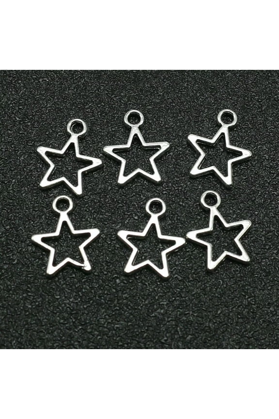 100 Tibet Silver Pentagram Star Charm Pendants 15X12mm Craft Diy Jewelry Making