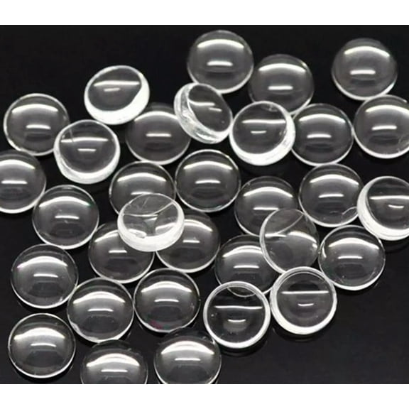 EOEMY 100 Transparent Round Flatback Glass Cabochon Dome 10mm No Hole Crafts