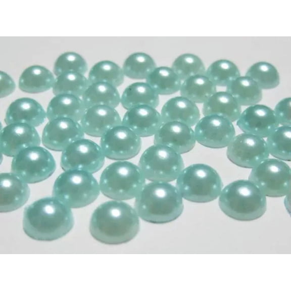 EOEMY 1000 Half Pearl Beads 6mm Flatback Cabachons Scrapbook Colour For Choice-Sky Blue