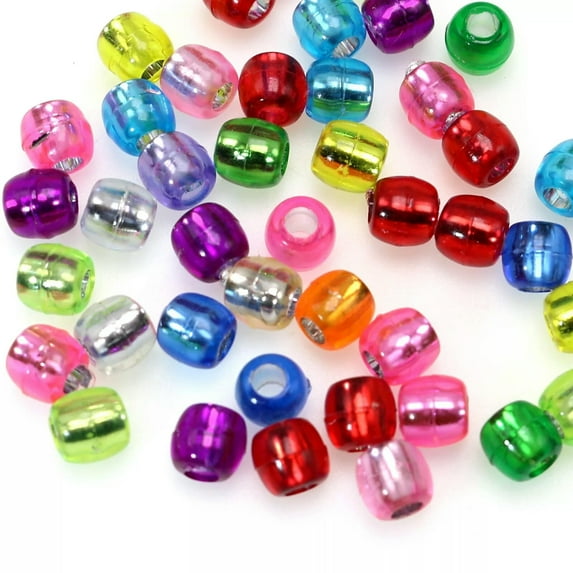 EOEMY 1000 Mixed Color Silver Foil Pony Barrel Beads 8X6mm Kandi Bracelet Wholesales