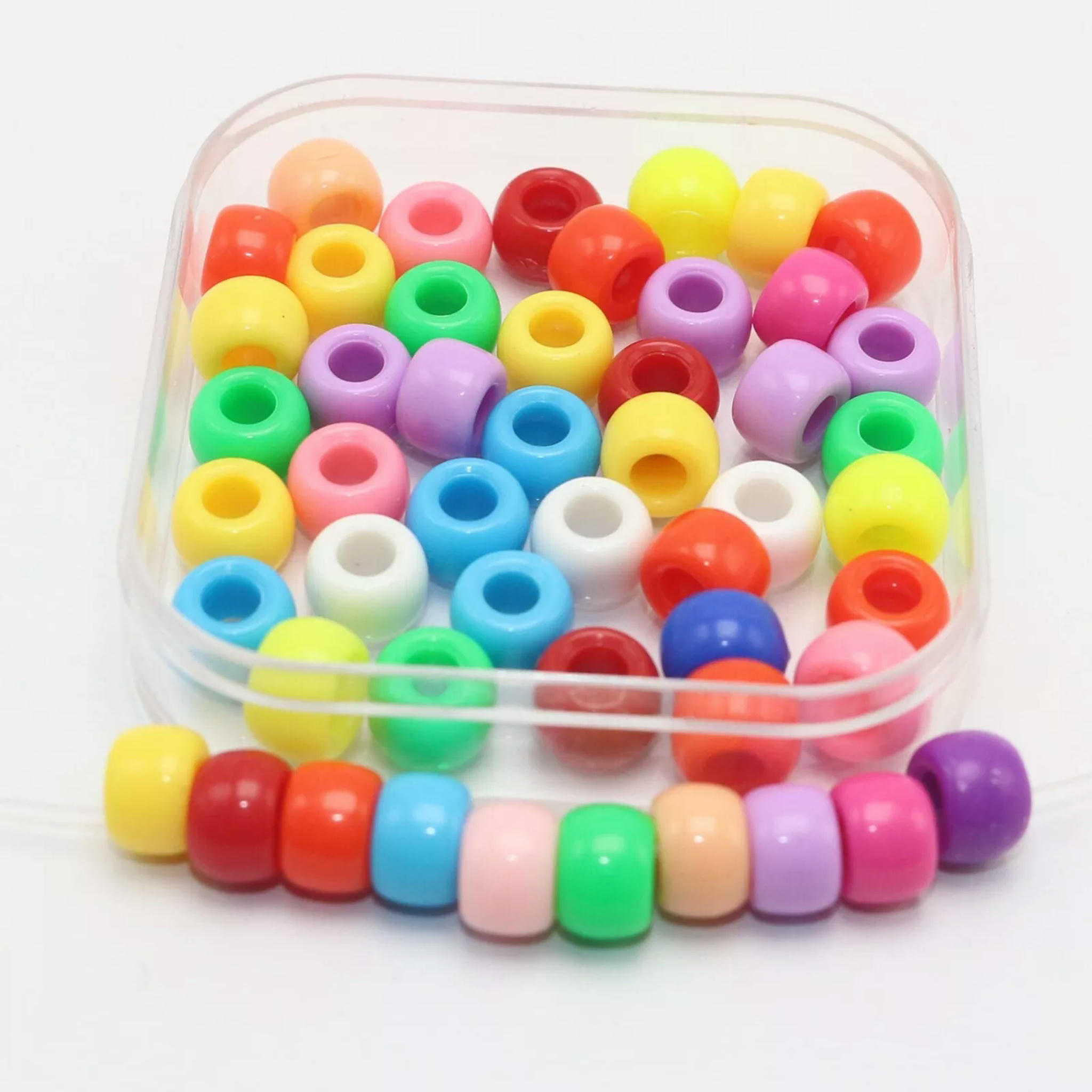 EOEMY 1000 Mixed Colour Acrylic Barrel Pony Beads 9X6mm For Kids Craft Kandi Bracelet