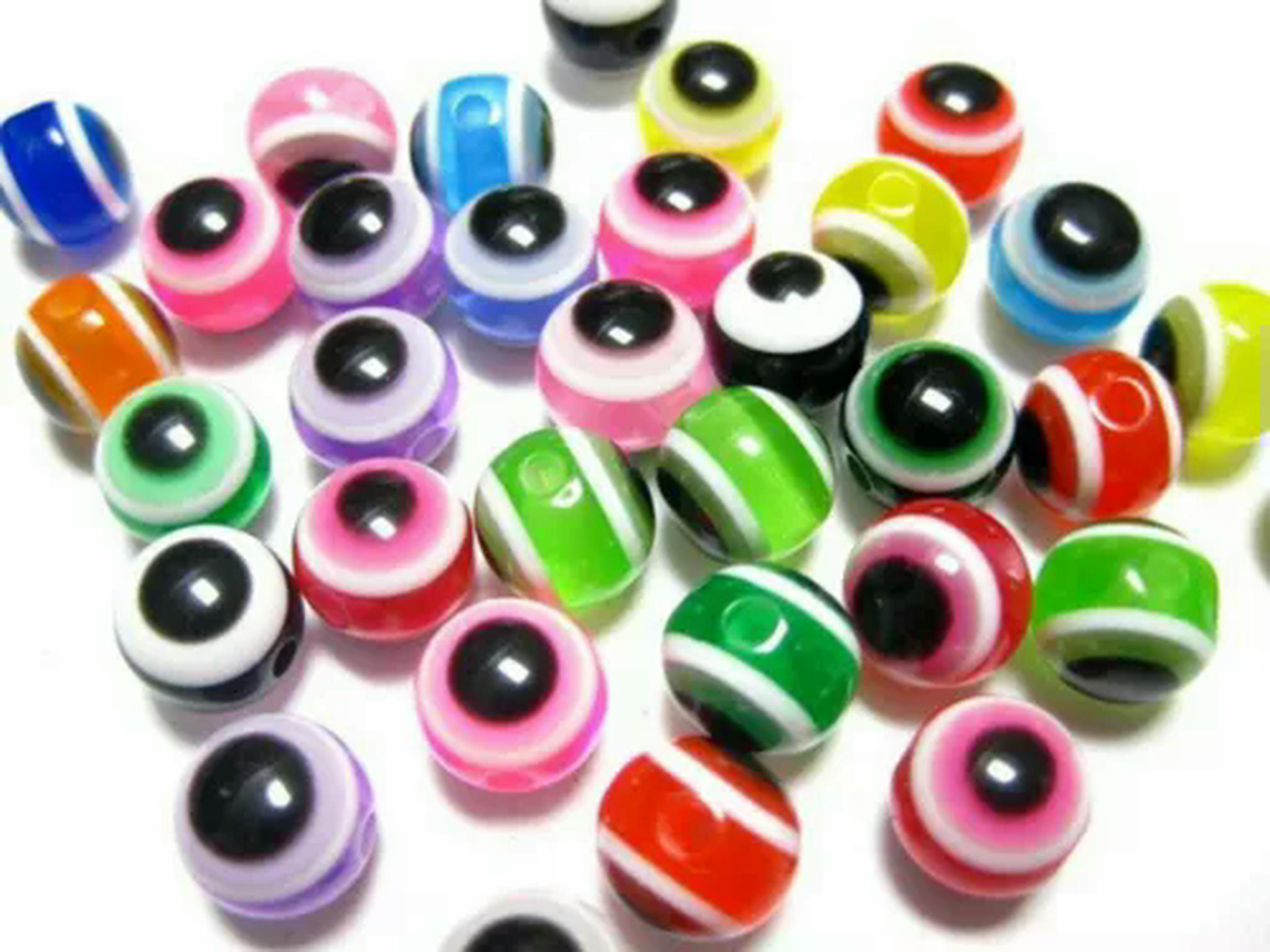 EOEMY 1000 Mixed Colour Acrylic Evil Eye Ball Round Beads 8mm Kabbalah Jewelry Making