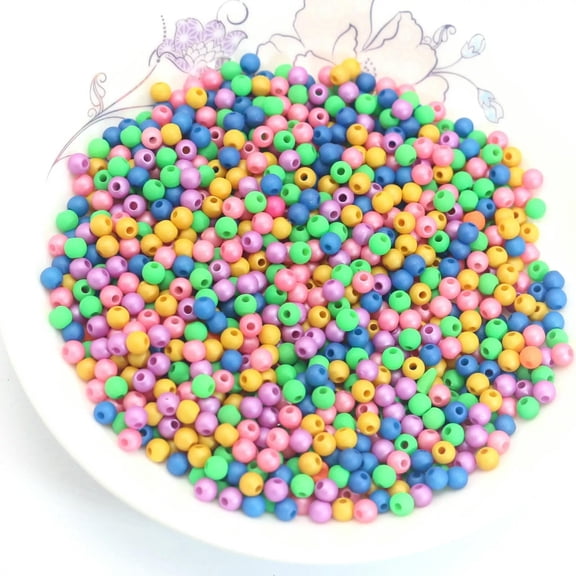 EOEMY 1000 Mixed Matte Fluorescent Neon Beads Acrylic Round Beads 4mm(0.16")