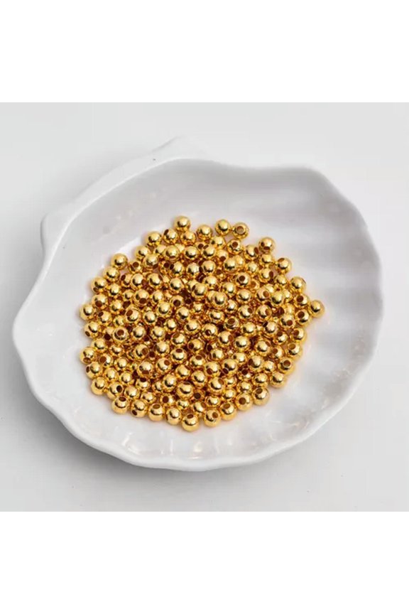 1000 Pcs Metal Small Round Beads 4.0mm Mini Smooth Ball Spacer Jewelry Finding-Golden Plated