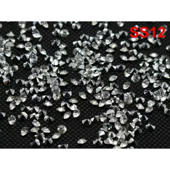 EOEMY 10000Pcs Shiny Clear Acrylic Silver Point Back Rhinestone Confetti Ss6-Ss16-Ss12 3.0mm