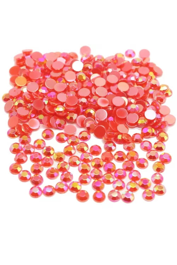 1000Pcs 5mm Jelly Ab Crystal Glatback Resin Round Rhinestones Glue On Gems-Red Ab