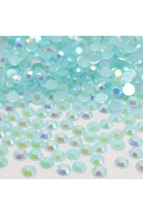 1000Pcs 5mm Jelly Ab Crystal Glatback Resin Round Rhinestones Glue On Gems-Sky Blue Ab
