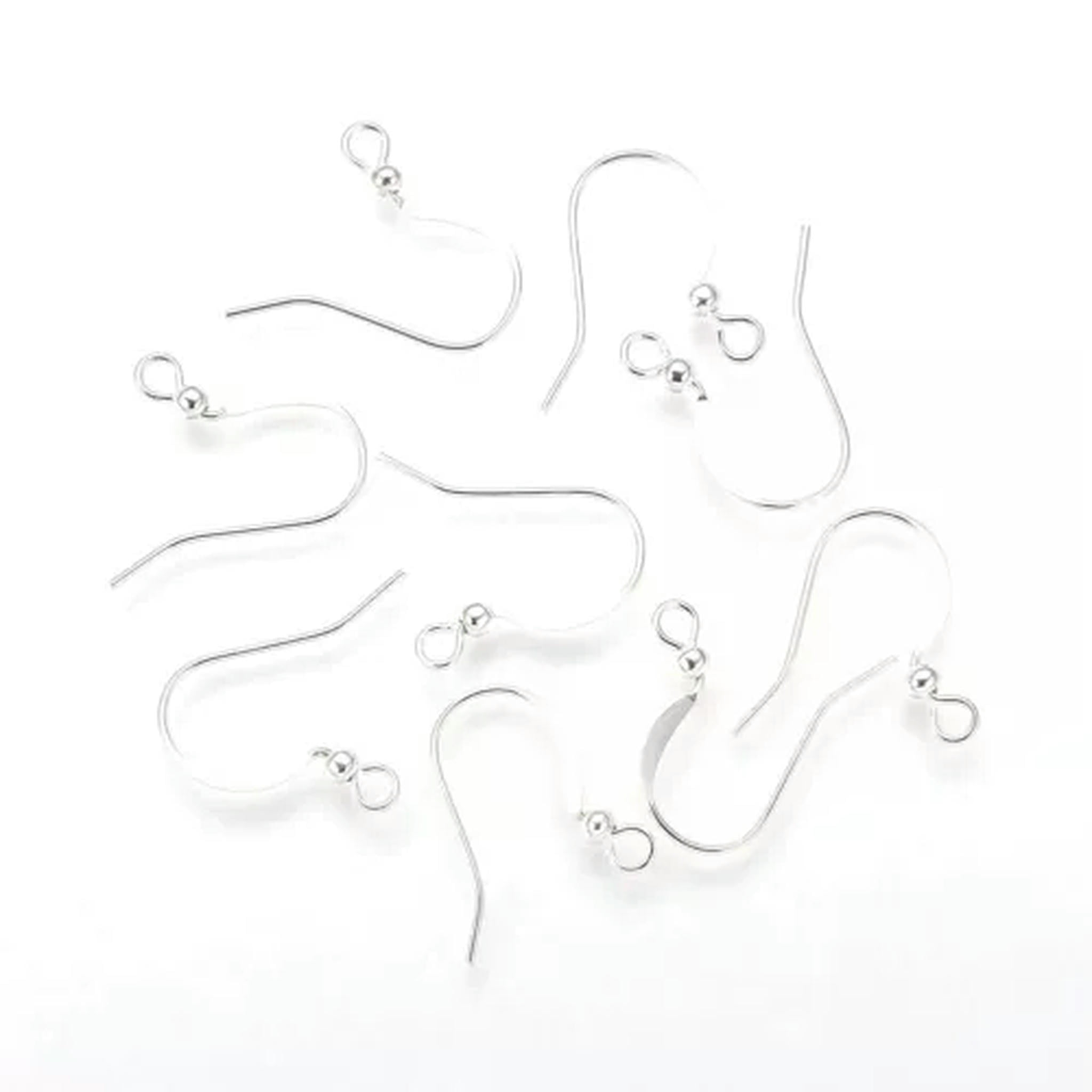 EOEMY 1000Pcs Brass Earring Hooks Earwire Nickel Free With Beads Loop Earring 15mm-Silver