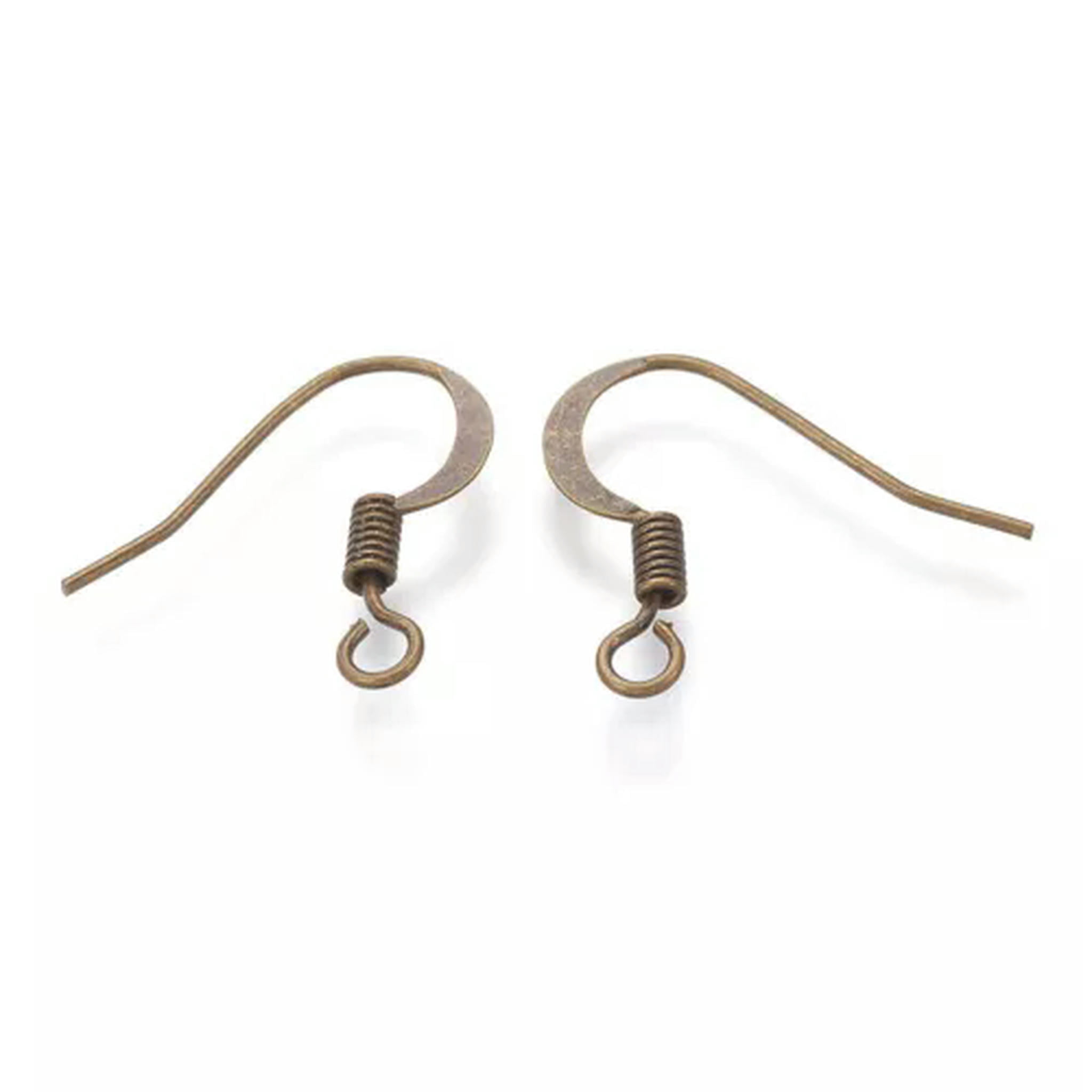 EOEMY 1000Pcs Brass Earring Hooks Flat French Earwire Nickel Free Hang Loop Craft 15mm-Antique Bronze