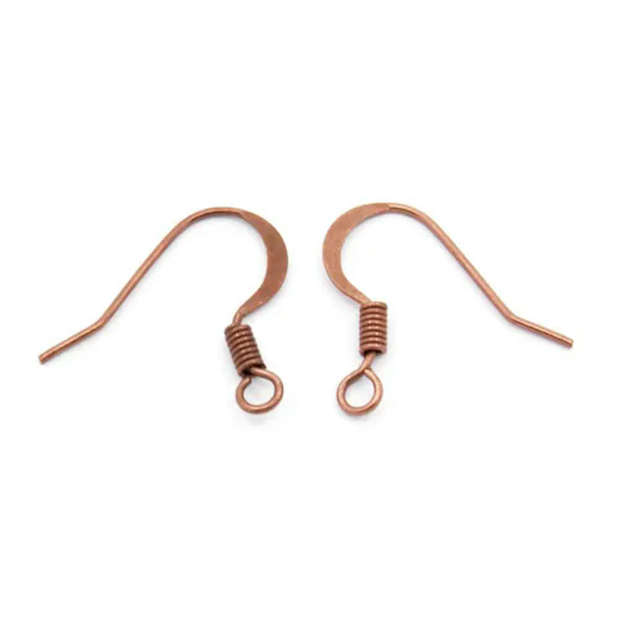 EOEMY 1000Pcs Brass Earring Hooks Flat French Earwire Nickel Free Hang Loop Craft 15mm-Red Copper