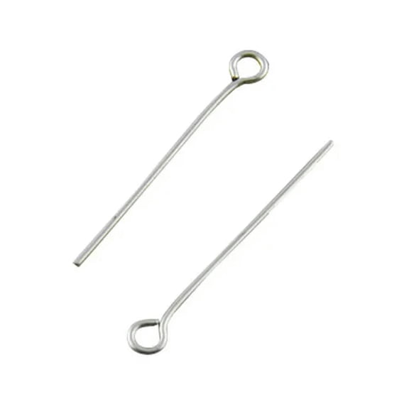 EOEMY 100Pcs 35mm 304 Stainless Steel Eye Pins 21 Gauge Smooth Loop Drilled Findings