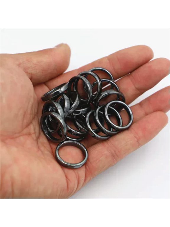 100Pcs 4mm Natural Black Hematite Ring - Anxiety Balance Circulation