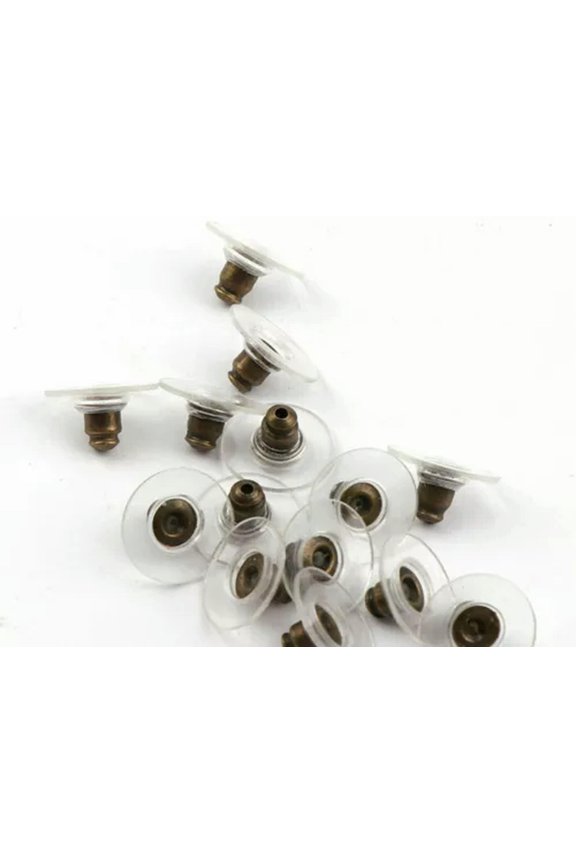 100Pcs Ear Studs Back Stoppers Ear Post Bullet Plug With Cap Jewelry Finding-Bronze