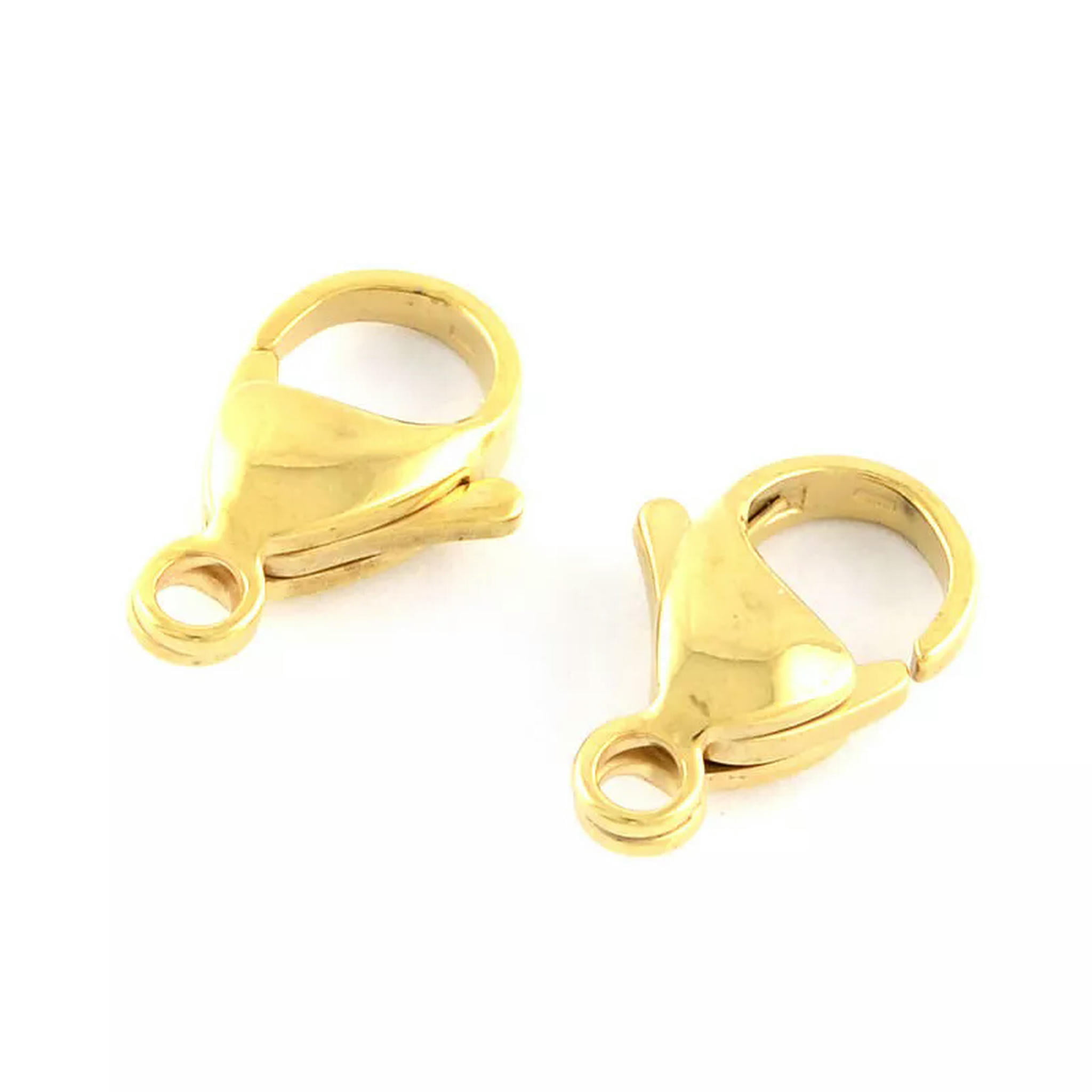 EOEMY 100Pcs Gold Tone 304 Stainless Steel Lobster Claw Clasps Trigger Closure 12X7mm