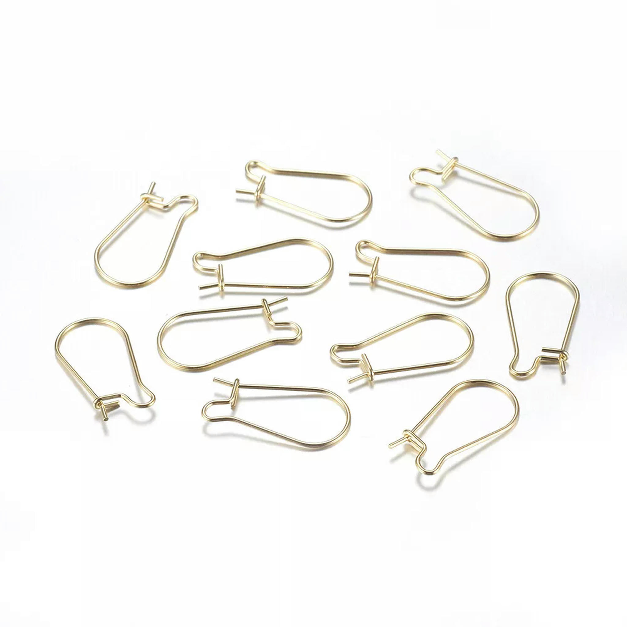 EOEMY 100Pcs Golden 304 Stainless Steel Hoop Earrings Earring Hooks Earwire 20X10.5mm
