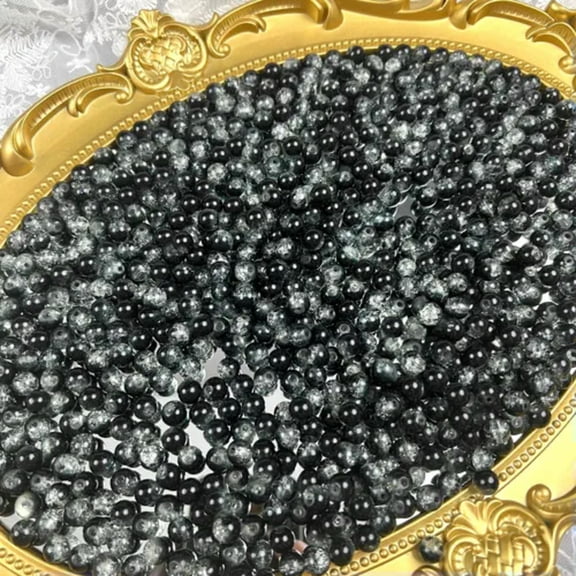 EOEMY 100Pcs/Lot 8mm Multicolor Crystal Two-Tone Glass Loose Beads For Jewelry Making-10Pcs Black Glass Crack Beads