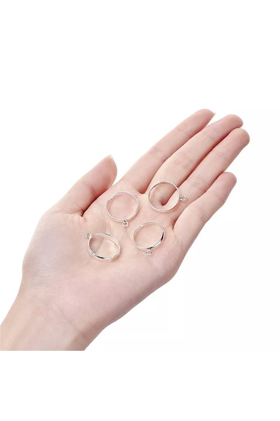100Pcs Silver Tone Brass Loop Finger Ring Bases Blanks Adjustable Findings 18mm