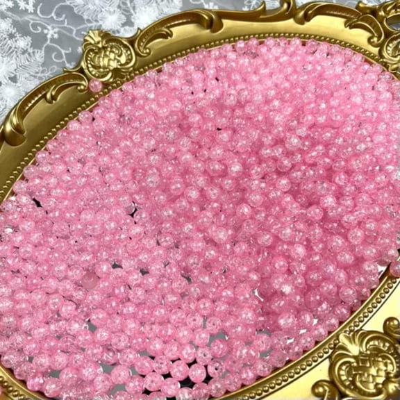 EOEMY 100Pcs Wholesale Lot 8mm Multicolor Crystal Glass Loose Beads For Jewelry Making-50Pcs Pink2 Glass Crack Beads