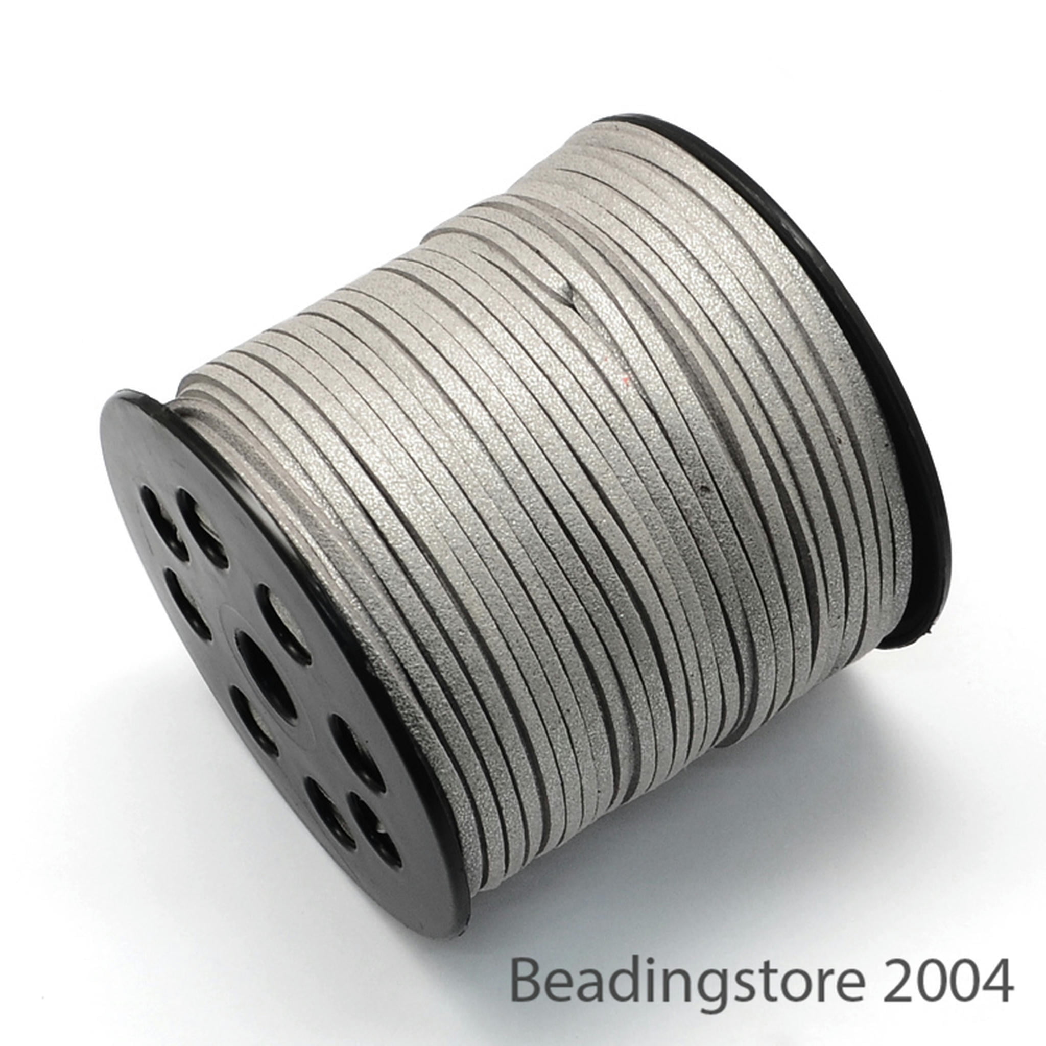 EOEMY 100Yds/Roll Glitter Powder Korean Flat Faux Suede Cords String Threads 2.7X1.4mm-Dark Gray