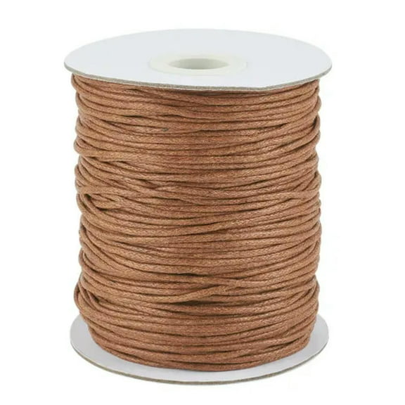 EOEMY 100Yds/Roll Waxed Cotton Threads Round Beading Threads String Cable Spool 1.5mm-Sandy Brown
