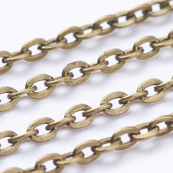 EOEMY 109Yds/Roll Unwelded Iron Cross Chains Oval Link Popular String Craft 3X2X0.6mm-Antique Bronze