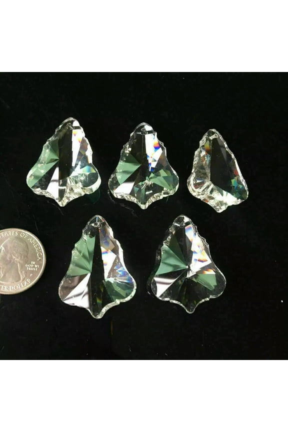 10Pc 38mm Maple Leaf Crystals Prisms Glass Hanging Necklace Pendant Decoration
