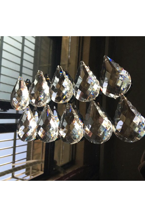 Suncatcher 50mm 10Pc Leaf Cutting Surface Crystal Prism Glass Fengshui Faceted