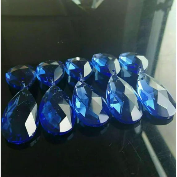 EOEMY 10Pc Colorful Angel Tears Crystal Feng Shui Faceted Prism Crystal Chandelier -Blue