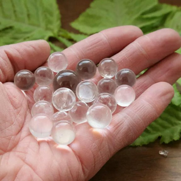 EOEMY 10Pcs 20mm Natural Clear Quartz Crystal Sphere Stone Ball Chakra Decor + Stand